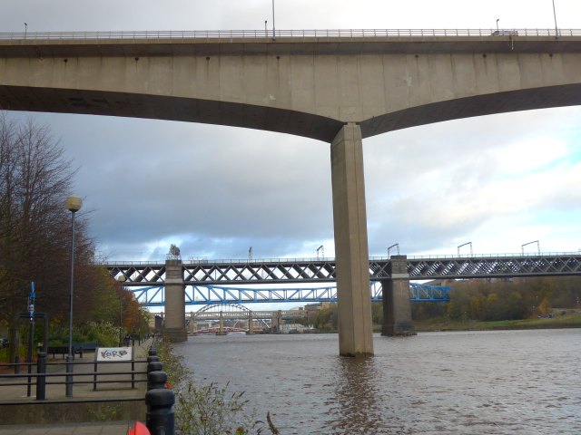 Newcastle: alle sieben Tyne-Brücken auf einem Bild von West nach Ost