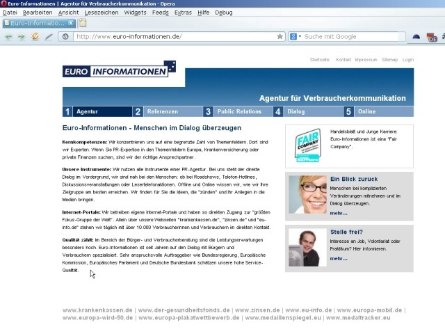 Agentur euro-informationen.de: Auftraggeber (Bildschirm-Schnappschuß)