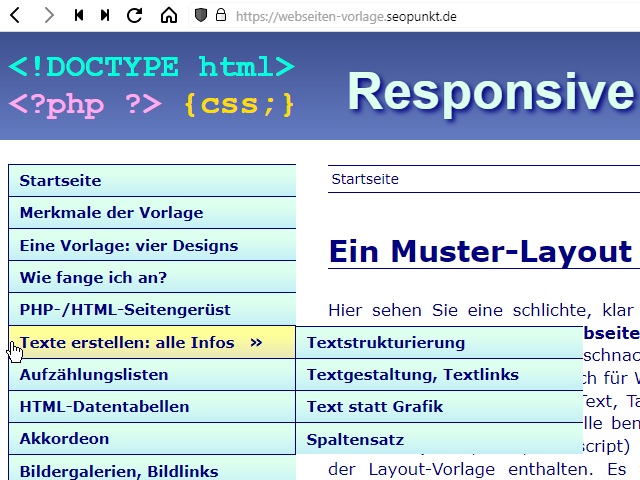 webseiten-vorlage.seopunkt.de Bildschirm-Schnappschuß